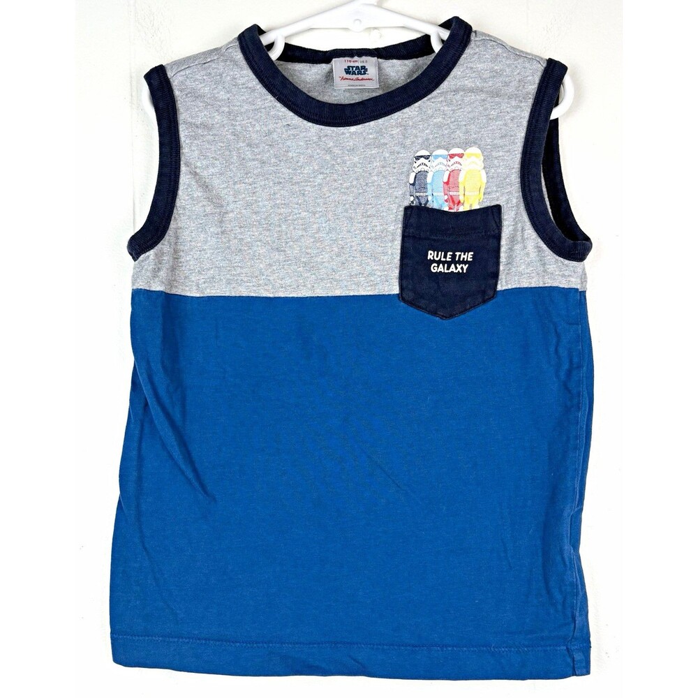 Hanna Andersson Boys Shirt Star Wars Stormtrooper Tank Top Blue Gray Pocket Sz 5